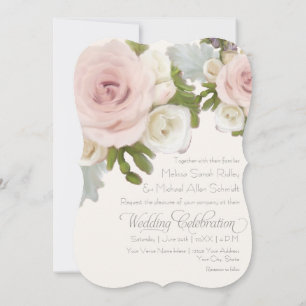 Luxurious Romantic Floral Wedding Rose Succulents Invitation