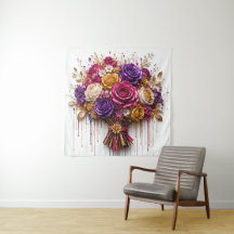 Luxurious Rose Art With Gold and Colourful Drips
