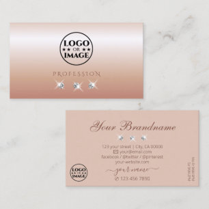 Luxurious Rose Coral Sparkling Diamonds with Logo Business Card
