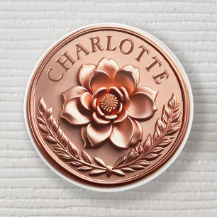 Luxurious Rose Gold 3D Peony and Laurel Wreath Ceramic Knob