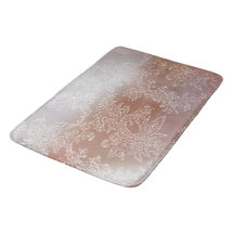 Luxurious Rose Gold and Lace Bath Mat