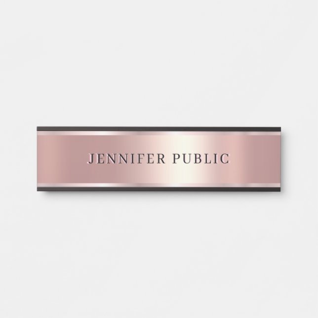 Luxurious Rose Gold Custom Elegant Modern Template Door Sign (Front)