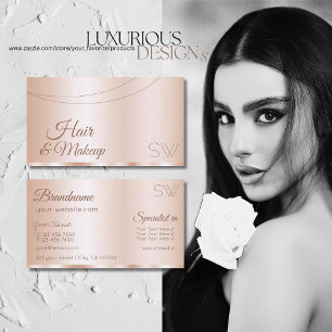 Luxurious Rose Gold Glamourous with Monogram Moder Business Card