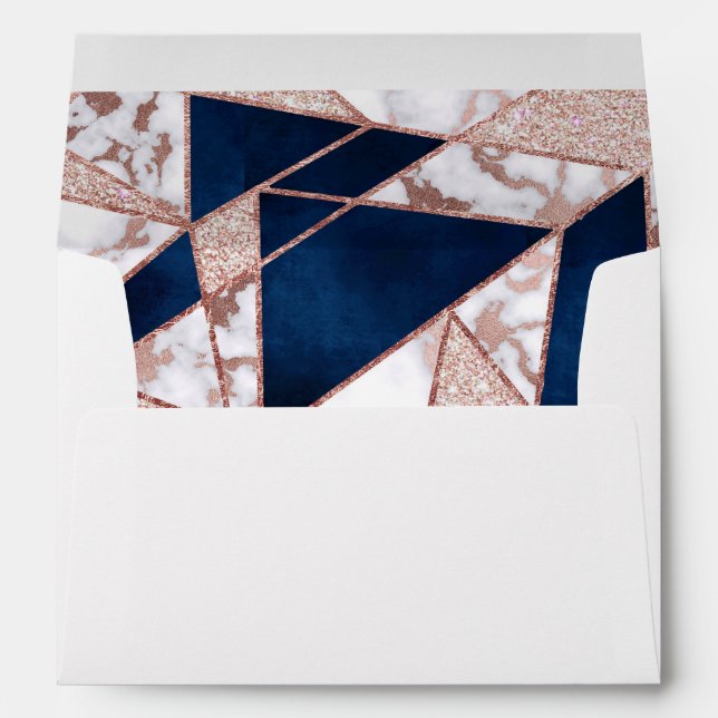 Luxurious Rose Gold Glitter Geometric Marble Envelope (Back (Bottom))