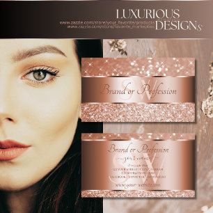 Luxurious Rose Gold Glitter Sparkle Stars Initials Business Card