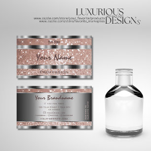 Luxurious Rose Gold Glitter Stars Silver Decor Business Card