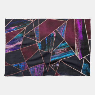 Luxurious Rose Gold Liquid Paint Marble Geometric Tea Towel