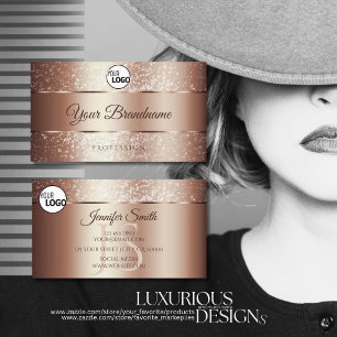 Luxurious Rose Gold Sparkle Glitter Initials Logo Business Card