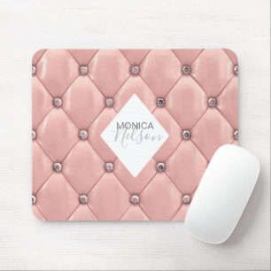 luxurious rose gold tufted monogram mouse pad