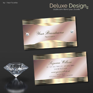 Luxurious Rose Gold with Shiny Diamonds Decorated Business Card
