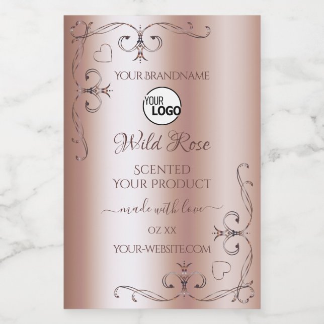Luxurious Rose Golden Ornate Product Labels Logo (Single Label)