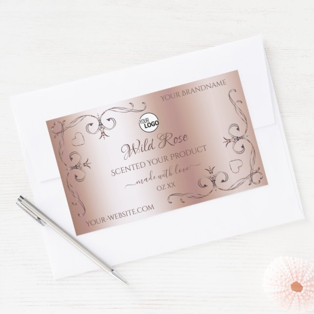 Luxurious Rose Golden Ornate Product Labels Logo (Envelope)