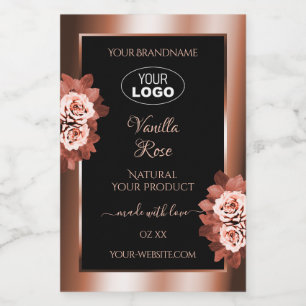 Luxurious Rosegold Black Product Labels Roses Logo