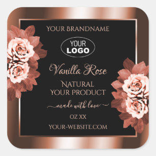 Luxurious Rosegold Black Product Labels Roses Logo