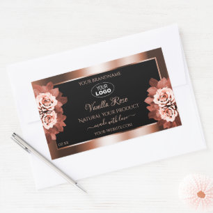 Luxurious Rosegold Black Product Labels Roses Logo