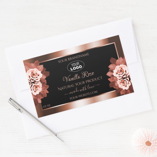 Luxurious Rosegold Black Product Labels Roses Logo (Envelope)