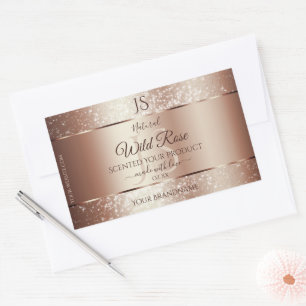 Luxurious Rosegold Glitter Monogram Product Labels