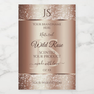 Luxurious Rosegold Glitter Monogram Product Labels