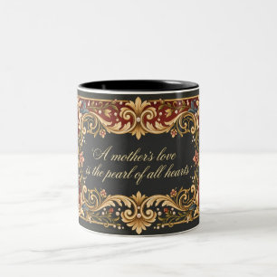 Luxurious Rosemaling Mother’s Day Banner - Vintage Two-Tone Coffee Mug