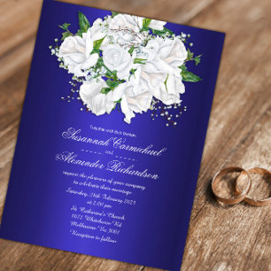 Luxurious Roses and Dark Blue Wedding Invitation