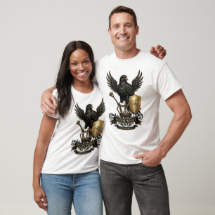 Luxurious Royal Black Falcon Gold Emblem T-Shirt