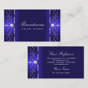 Luxurious Royal Blue Squiggled Jewels Ornamental Business Card