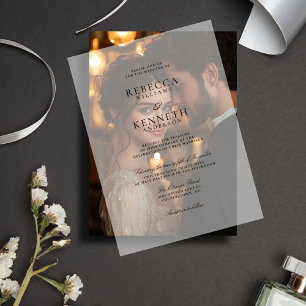 Luxurious Rustic Modern Minimalist Wedding Vellum Invitations