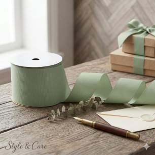 Luxurious Sage Green Grosgrain Ribbon – 3” Width