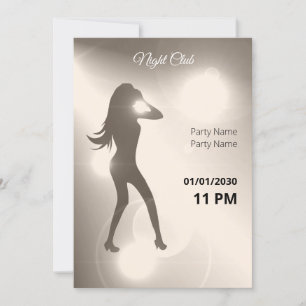 Luxurious Sandy Brilliant Dancing Girl Silhouette Invitation