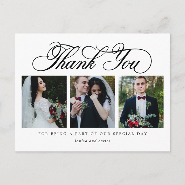 Luxurious Script EDITABLE COLOR Thank You Postcard (Front)