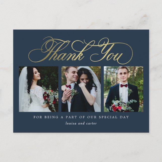 Luxurious Script EDITABLE COLOR Thank You Postcard (Front)