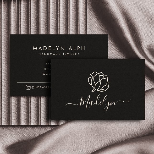 Luxurious Script Logo Black Jewellery Business Card (Creator Uploaded)