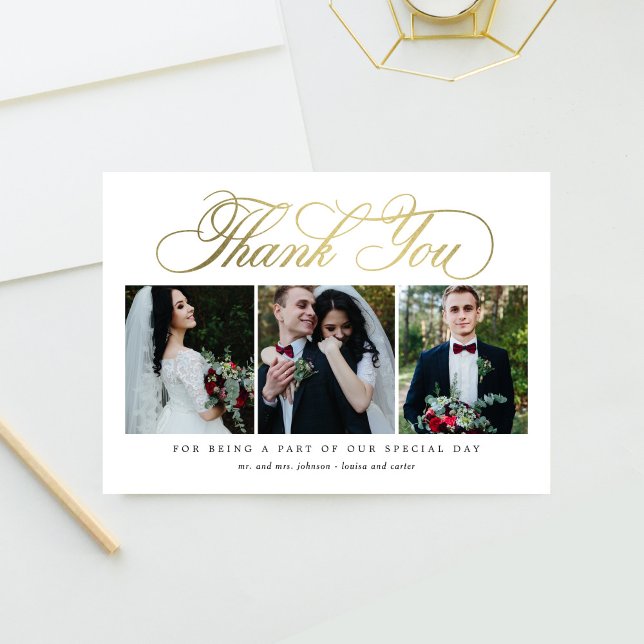 Luxurious Script Wedding Thank You Card Faux Foil (Creator Uploaded)