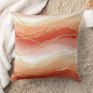 Luxurious Sienna and Taupe Marble with Gold Veins Cushion