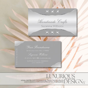 Luxurious Silver and Grey with Sparkling Diamonds Business Card