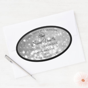 Luxurious Silver Glitter Stars Logo Product Labels