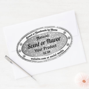 Luxurious Silver Sparkling Glitter Product Labels
