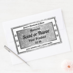 Luxurious Silver Sparkling Glitter Product Labels