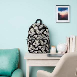 Luxurious Silver Tropical Pattern Printed Backpack