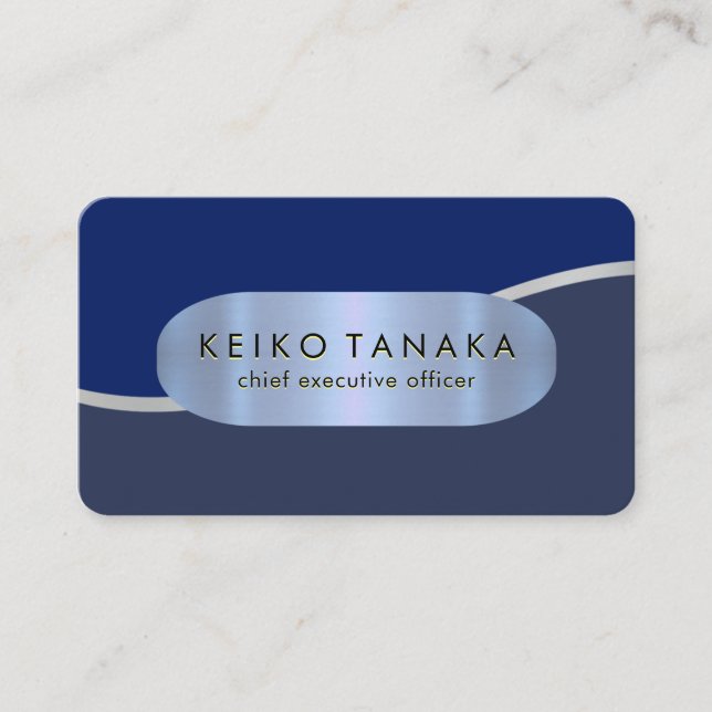 Luxurious Silver Wave Layers CEO Business Card (Front)