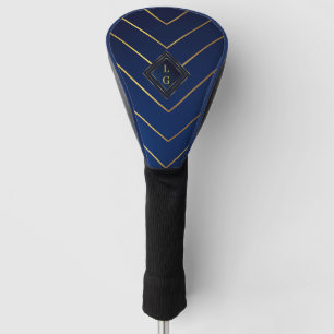 Luxurious Sleek and Sophisticated Navy Blue & Gold Golf Head Cover