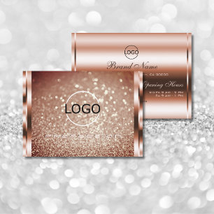 Luxurious Sparkle Rose Golden Glitter add Logo Business Card