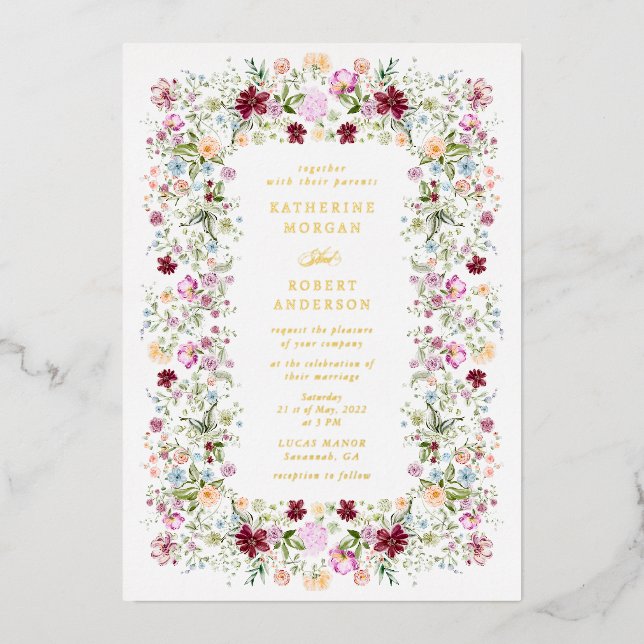 Luxurious Spring Garden Wedding Invitation (Front)