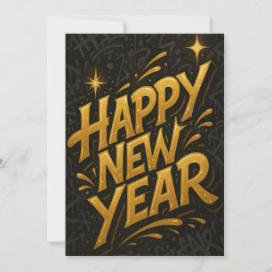 Luxurious Street Art New Year – A Bold Vertical Ce Invitation