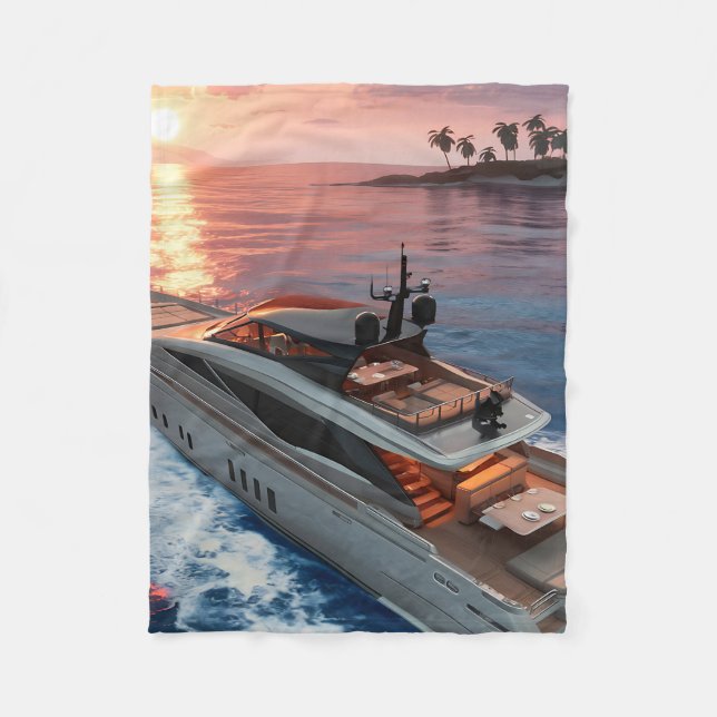 Luxurious Sunset Sail Fleece Blanket (Front)