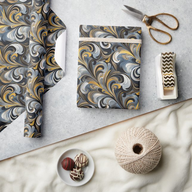 Luxurious Swirl Motif Seamless Pattern Wrapping Paper (Crafts)