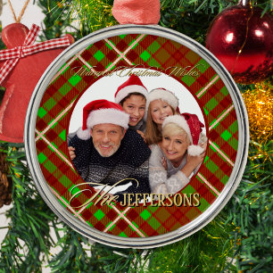 Luxurious Tartan Photo Christmas Ornament