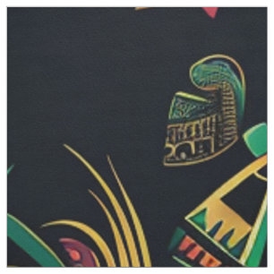Luxurious Teal "Ancestral Paradigm" Cotton Twill F Fabric