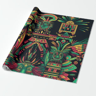 Luxurious Teal "Ancestral Paradigm" Festive Wrap S Wrapping Paper