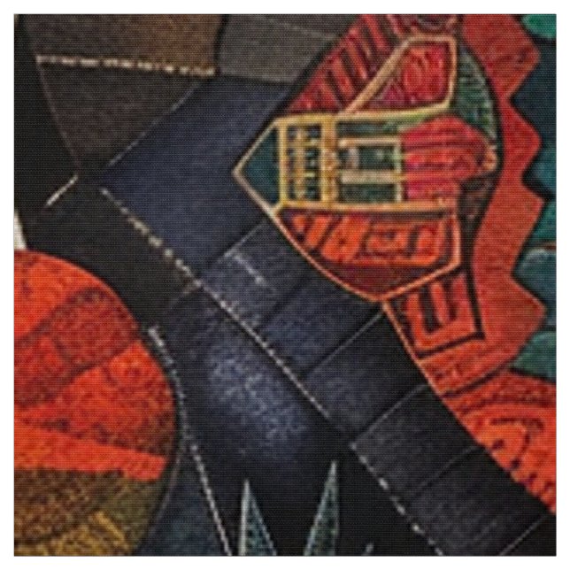 Luxurious Teal "Ancient Indigenous Chronicles" Pol Fabric (Swatch)